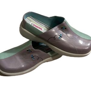 Gymboree Girls Clogs Pastel Aqua Blue & Purple Dragon Fly Design Size 12